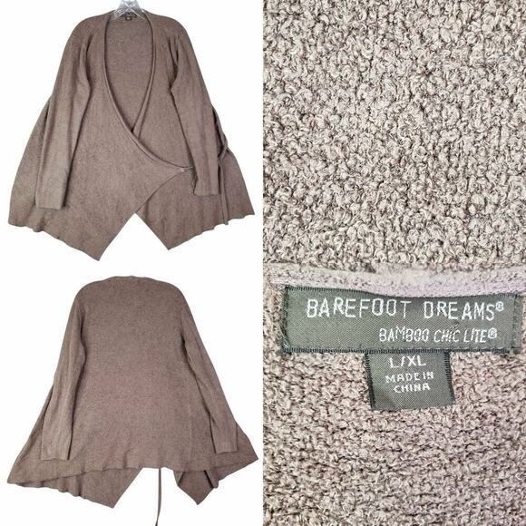 Barefoot Dreams Cardigan Bamboo Chic Lite Wrap Brown Long Sleeve Open Front - Picture 1 of 8